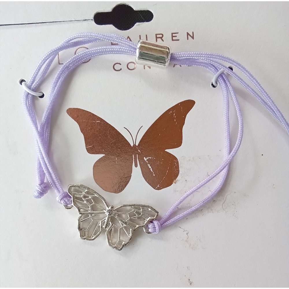LC Lauren Conrad Butterfly Charm Cord Bracelet Purple Silver Tone BR51702PUSI - Picture 3 of 3